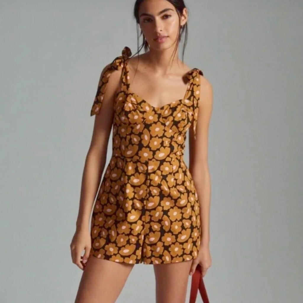 Nwt Anthropologie Hutch Daisy Floral Print Corset Romper Size 2